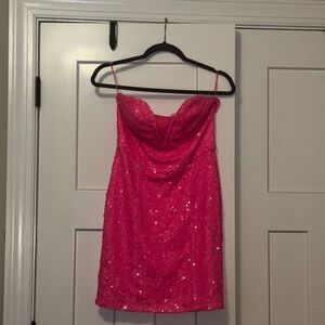 Hot pink mini dress